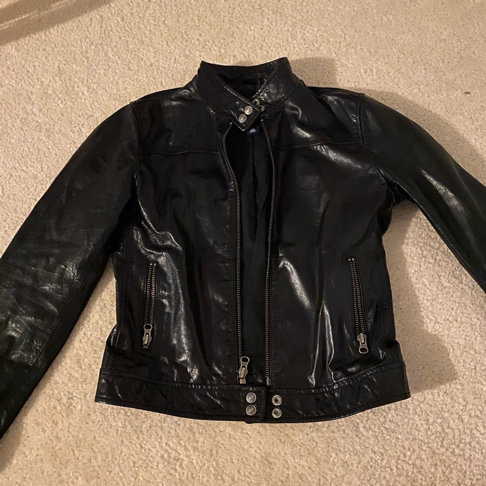 gap genuine leather jacket